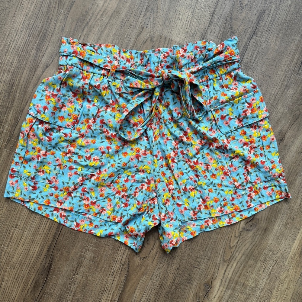 LOFT High Waist Floral Women's Shorts - Blue and Red - Size Extra Small XS - Picture 1 of 12